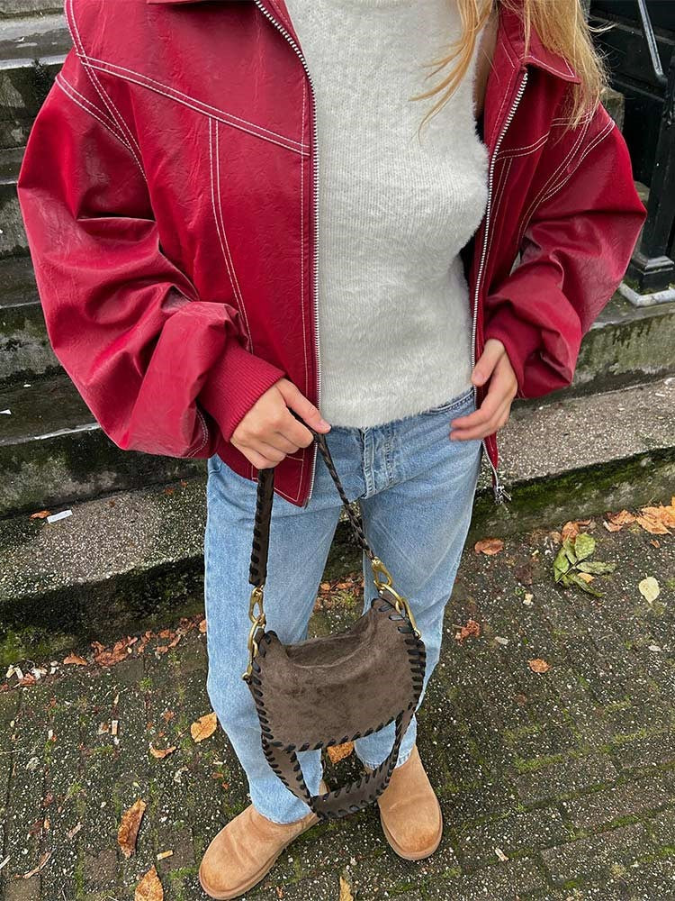 Rodie -  Oversized Red Leather Jacket